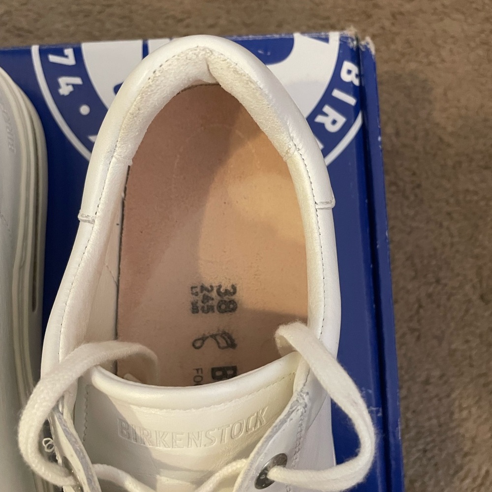 Birkenstock Women’s  White Leather Low-Top Sneakers Size 38 - Picture 9 of 11